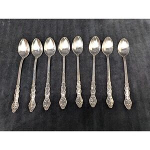 Vtg National Stainless Flatware Japan Nancy Iced Tea Spoons Lot of 8